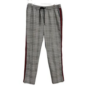 Topman Venus Jogger Pants Mens 30S Gray Plaid Side Stripe Dressy Trousers Casual